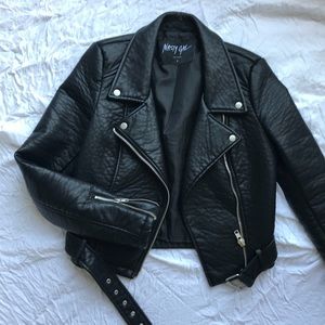 Black Vegan Leather Moto Jacket